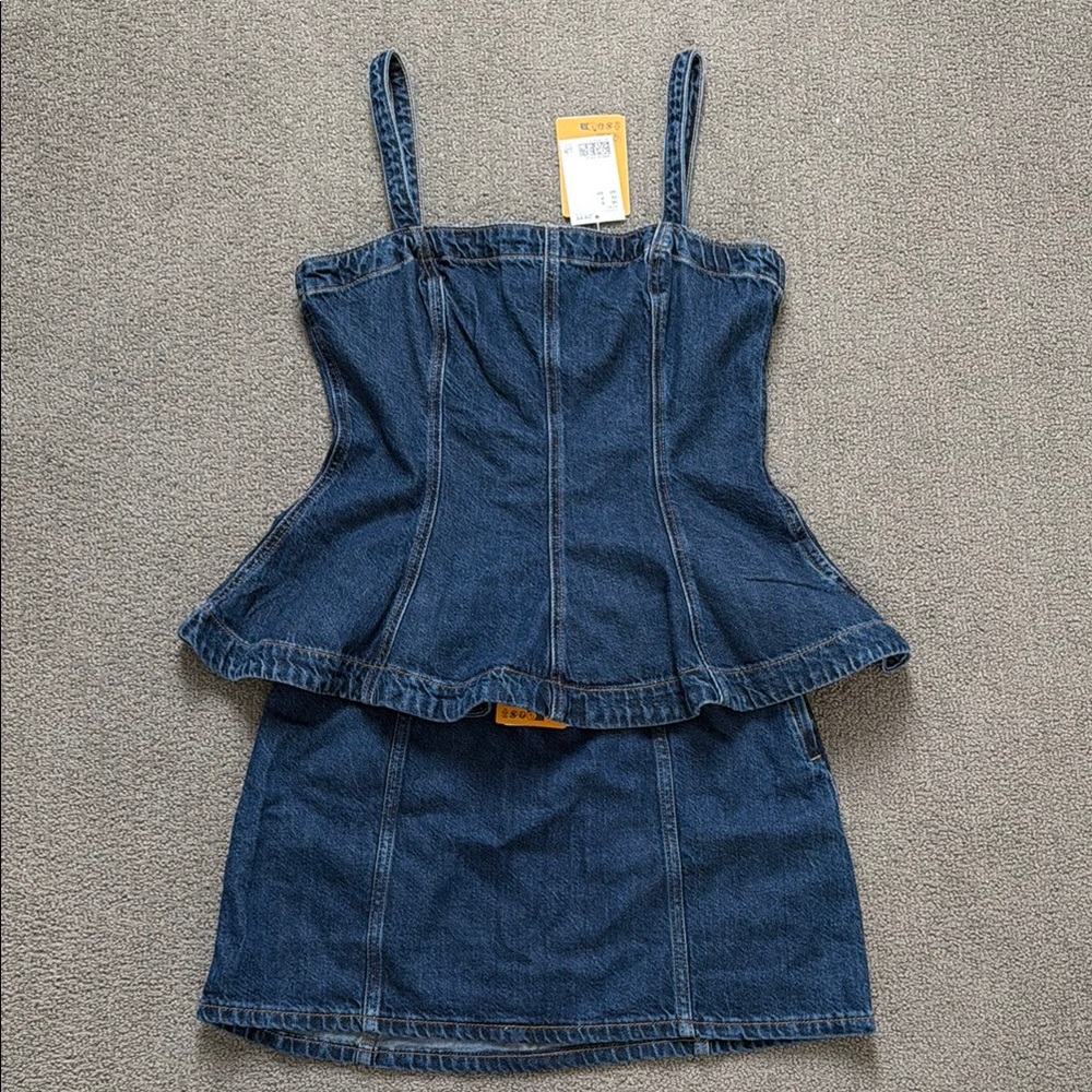 H&M Stylish Blue Denim tank and skirt set